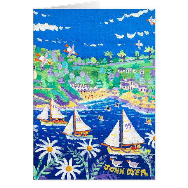 Art Card Racing down the River Fowey by John Dyer (Front)
