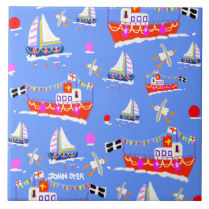 Art Ceramic Tile: Cornish Boats by John Dyer Tile