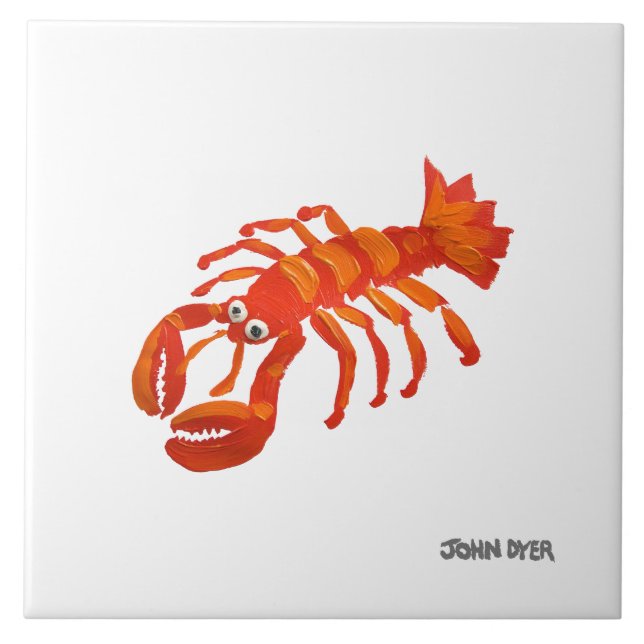 Art Ceramic Tile: John Dyer Cornish Lobster Tile (Front)