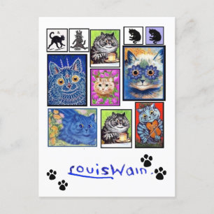 Art Chat vintage, Louis Wain, Carte de vacances pl