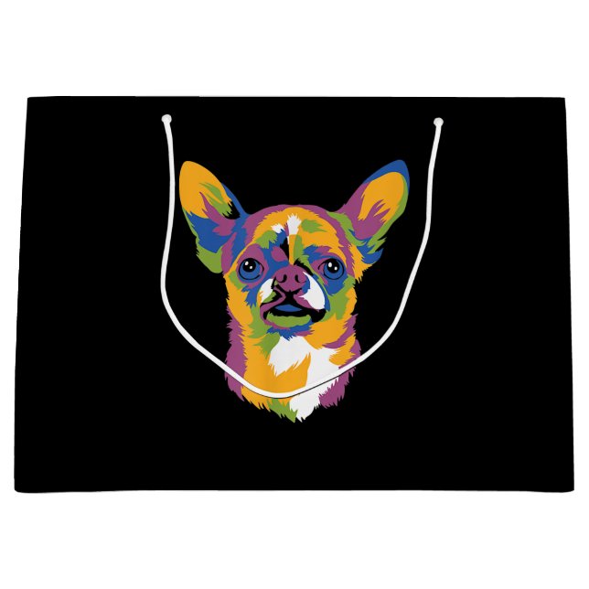 Art Chihuahua Cute Paw Pet Gift Men Women Kids Dog Large Gift Bag (Front)