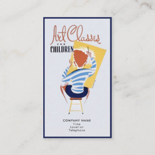Art Classes for Children Vintage Retro Promo Business Card