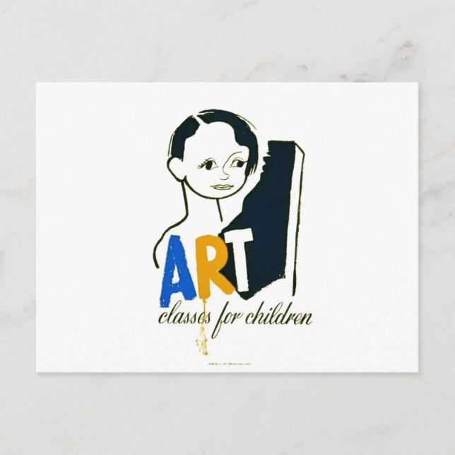 Art Classes for Children - WPA Poster - Postcard (Front)