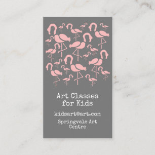 Art Classes for Kids business cute flamingo Business Card