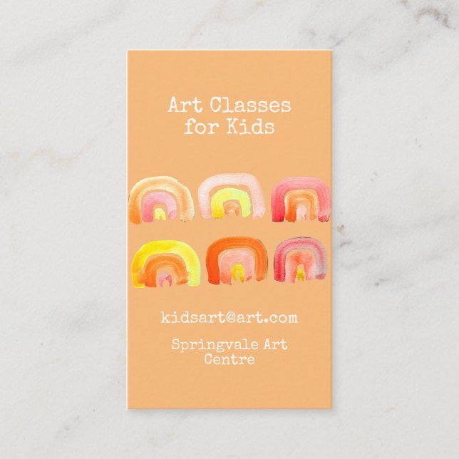 Art Classes for Kids business rainbow Business Card (Front)