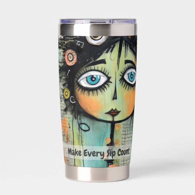 Art collage lady 8 insulated tumbler (Front)