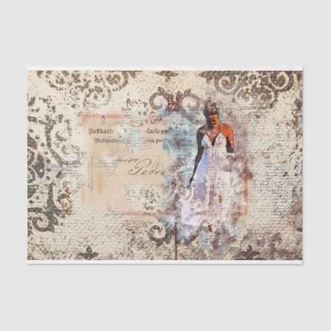 Art Collage Romantic Woman 35 Decoupage  Tissue Paper (Front)