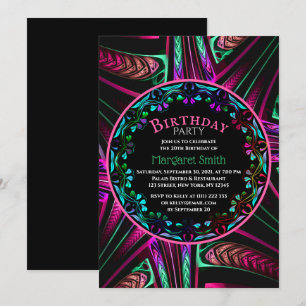 Art coloré joyeux Invitation fête d'anniversaire