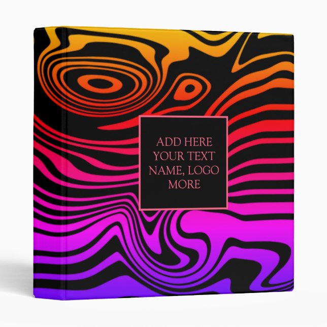 Art Colour Wavy Striped Binder with Custom Text (Front/Spine)