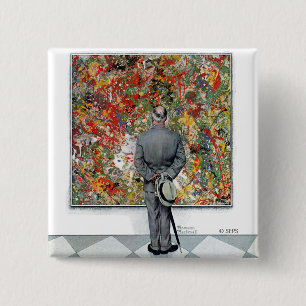Art Connoisseur by Norman Rockwell 2 Inch Square Button