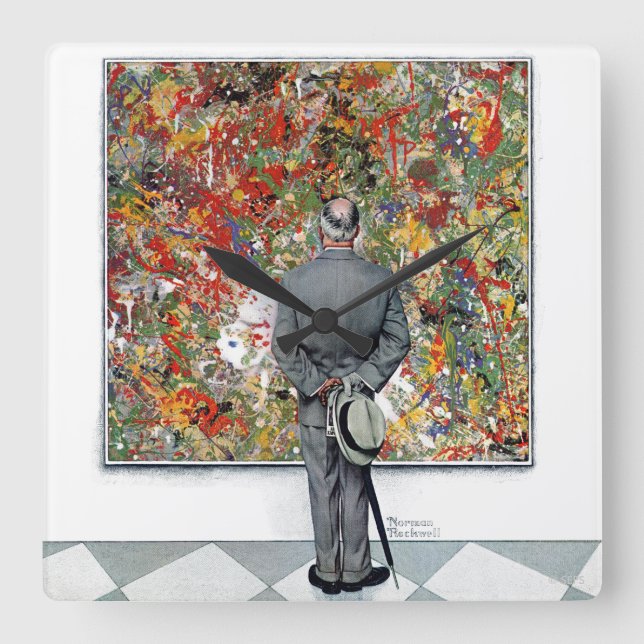 Art Connoisseur by Norman Rockwell Square Wall Clock (Front)