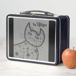 Art ,Cute Cat Clipart personalised Metal Lunch Box