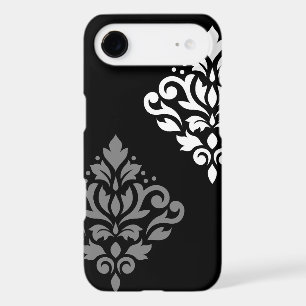 Art Damassé Scroll I Noir Gris Blanc