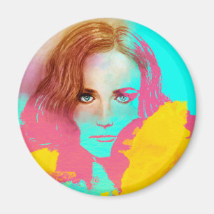 Art de bruit coloré de fille, aimant rond -