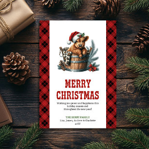 Art de carte de vœux de Noël de vache highland rus