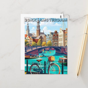 Art de carte postale de voyage à Amsterdam, carte