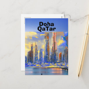 Art de carte postale de voyage à Doha, Skyline de 