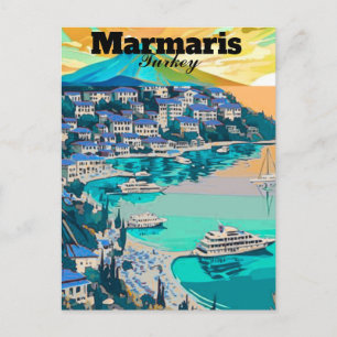 Art de carte postale de voyage à Marmaris, Marmari