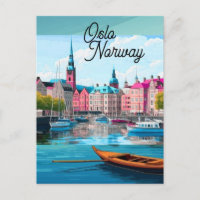 Art de carte postale de voyage à Oslo en Norvège, 