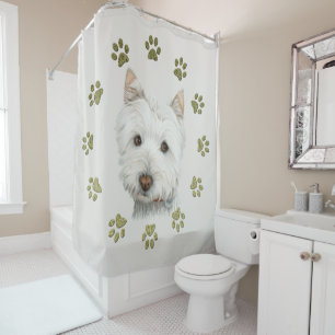 Art de chien de Westie et rideau en douche de