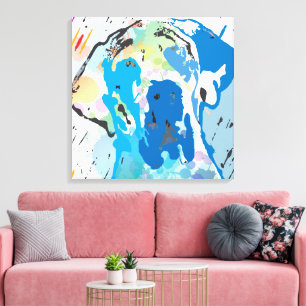 Art de chien moderne sur toile   Linogravure Grand