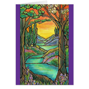 ART de conception en verre souillé de paysage de