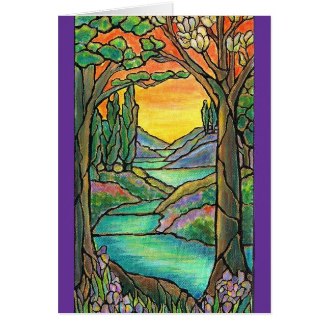 ART de conception en verre souillé de paysage de (Devant)