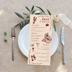Art de doodle rétro fantaisiste Menu de mariage