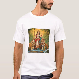 Art de durga mata avec des T-shirts de lions