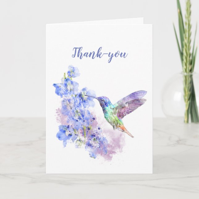 Art de fleur de colibri d'aquarelle de Merci (Devant)