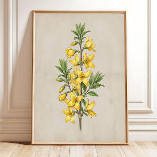 Art de fleurs de Forsythia vintage décoration de m