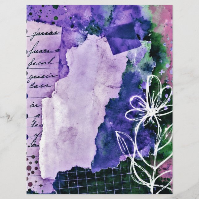 art de fleurs sauvages, 8,5x11", papier de bricola (Devant)