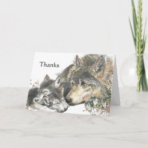 Art de loup d'aquarelle merci et d'animal de CUB