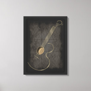 Art de mur de toile de logo de guitare acoustique