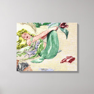 Art de mur de toile enveloppé par sirène vintage
