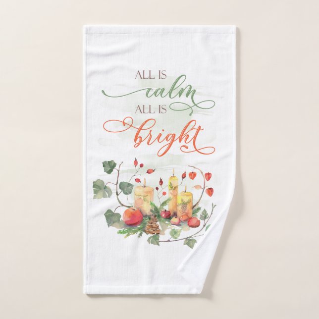 Art de Noël Tout est calme Tout est une citation b (Serviette à main)