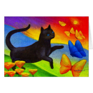 Art de papillons de peinture de chat noir - multi