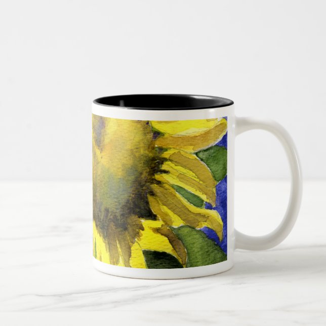 Art de peinture d'aquarelle de tasse du tournesol (Droit)