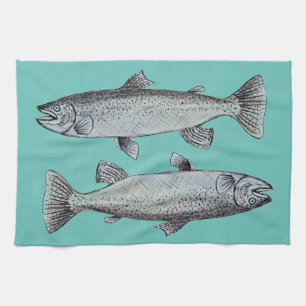 Art de poissons sur la serviette de cuisine