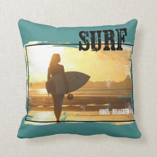 Art de surf de coussin de fille de surfer