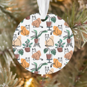 Art de trait dessin chats et fleurs