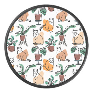 Art de trait dessin chats et fleurs