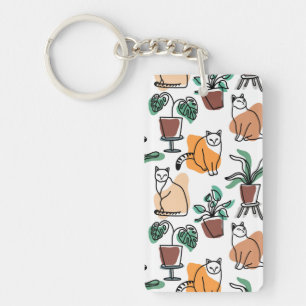 Art de trait dessin chats et fleurs
