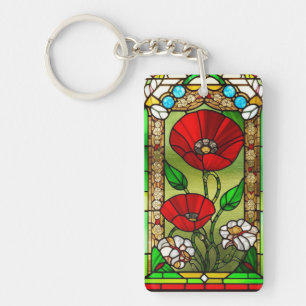 Art de vitrail fleur rouge vif