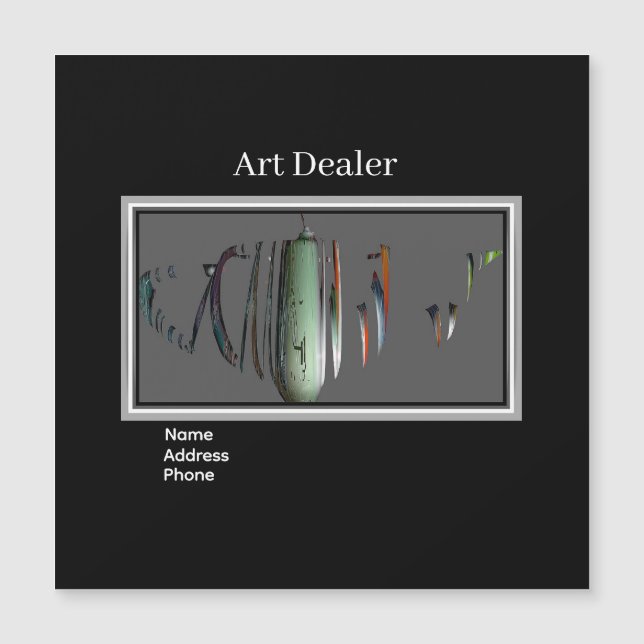 Art Dealer Fractured Pot Magnetic Business Card (Front)