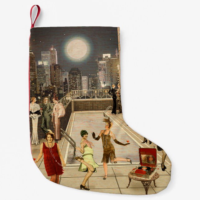Art Decco Skyline Small Christmas Stocking (Front)
