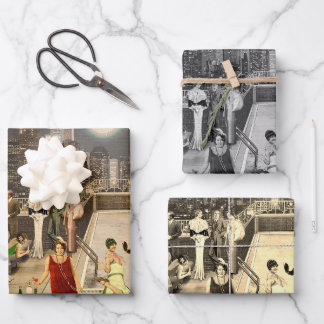 Art Decco Skyline Wrapping Paper Sheet