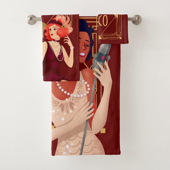 Art Déco 1920 Glam Ladies Gold Burgundy (En situation)