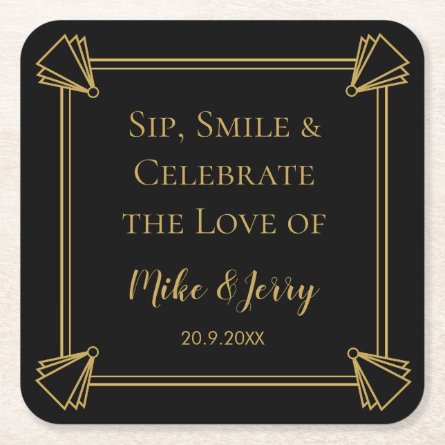 Art Deco 1920 style personalized coaster (Front)