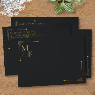 Art Deco 1920s Black Wedding Envelope
